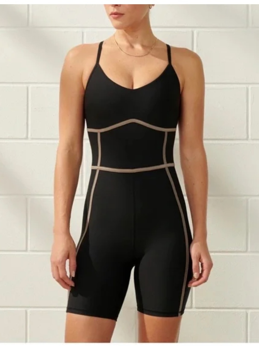 Black Shaping Bodysuit with Contrast Trim - Women's Shapewear